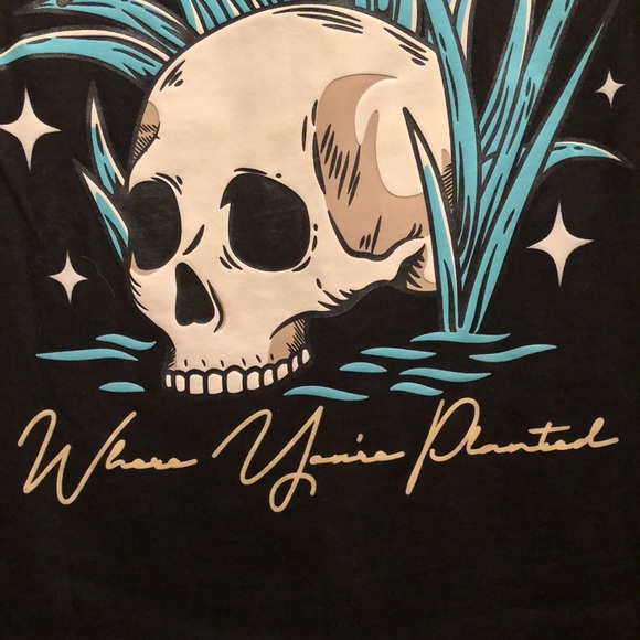 NWT GSTR Grow Where You’re Planted Shirt. Unisex Top. Black with teal & yellow - Picture 8 of 14